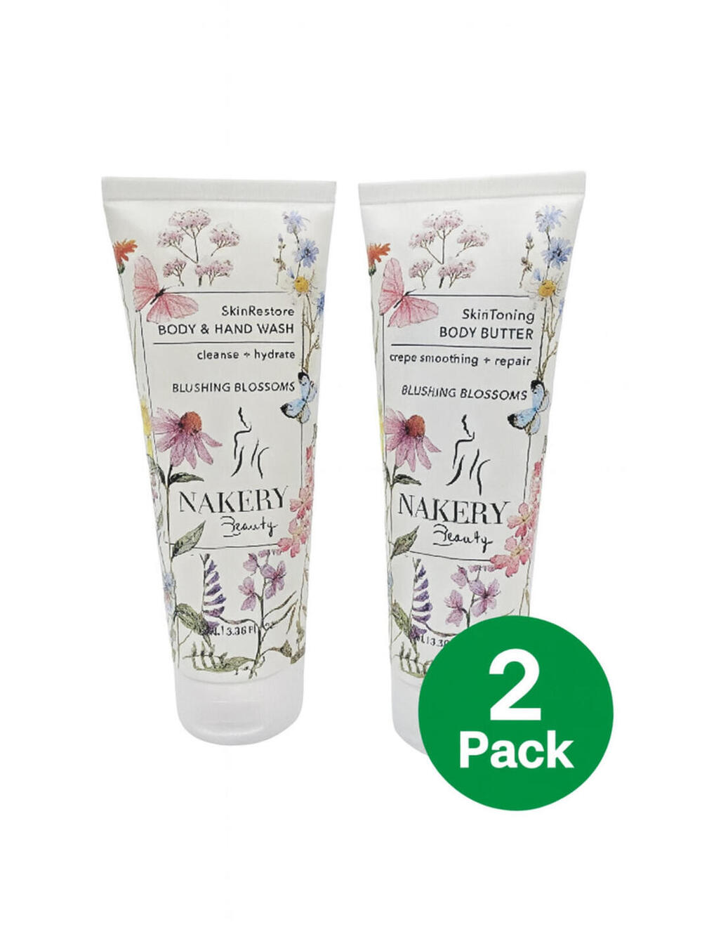 Nakery Beauty Set Body Wash + SkinToning Body Butter Blushing Blossoms 3.38 oz